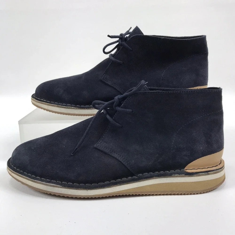 Greats Brooklyn Made in Italy Men Blue Suede Chukka Boots Mens Shoes US‎ 13